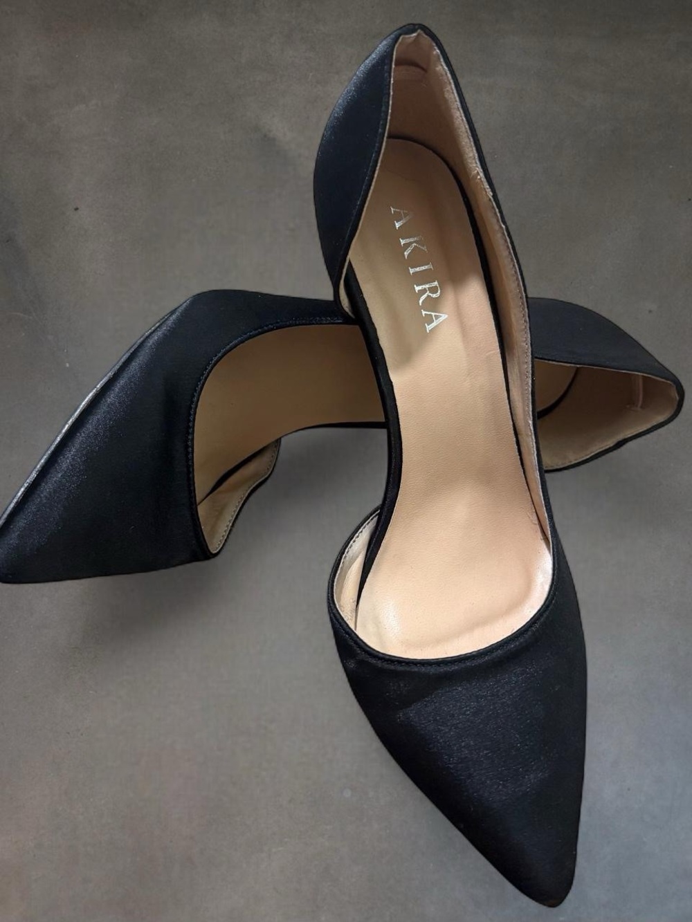 AKIRA Black Satin Heels